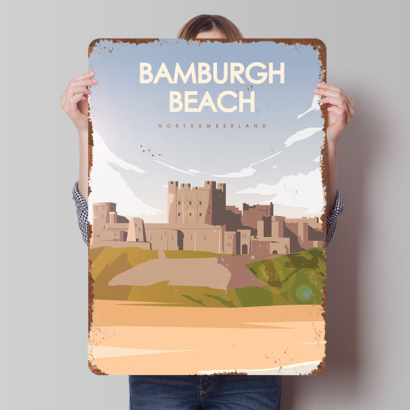 Travel Accessories For Europe - Póster de viaje de Bamburgh Beach