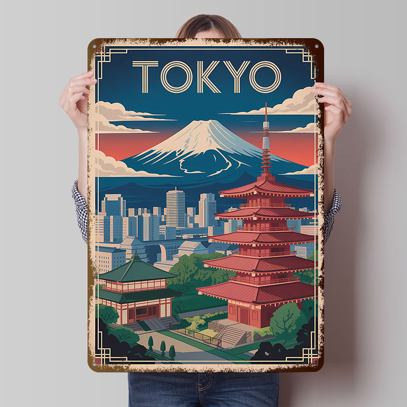 Travel Accessories For Europe - Póster Metálico de Viaje a Tokio